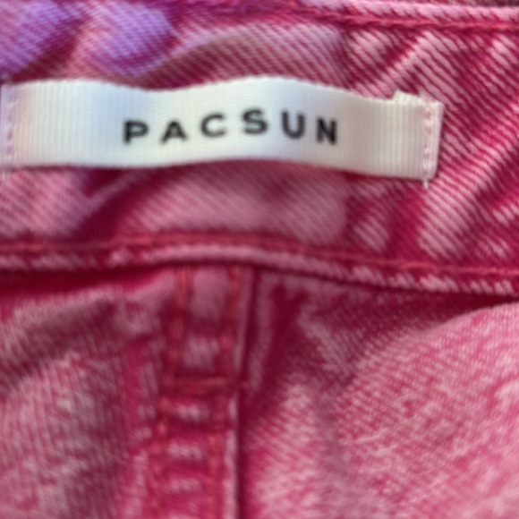 PacSun | high rise festival Pink Denim Women Shorts with frayed raw hem - Picture 6 of 9